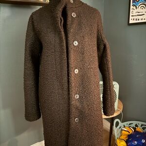 Brown Textured Button-Up Coat